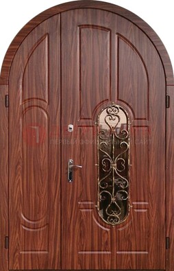 Арочная двухстворчатая стальная дверь Винорит ДА-54 в Королеве