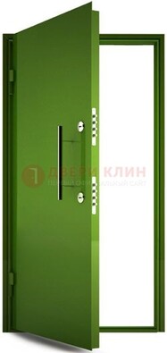 Зеленая металлическая бронированная дверь ДБ-8 в Королеве
