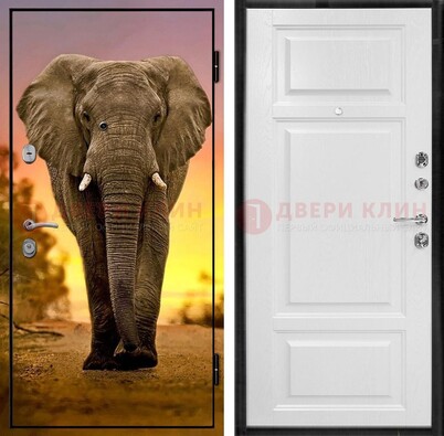 Металлическая дверь с фотопечатью слона ДФ-30 в Королеве