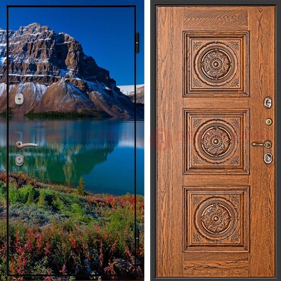Входная дверь с фотопечатью озера и гор ДФ-6 в Королеве