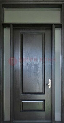 Черная металлическая дверь с фрамугами и стеклом ДФГ-24 в Курске