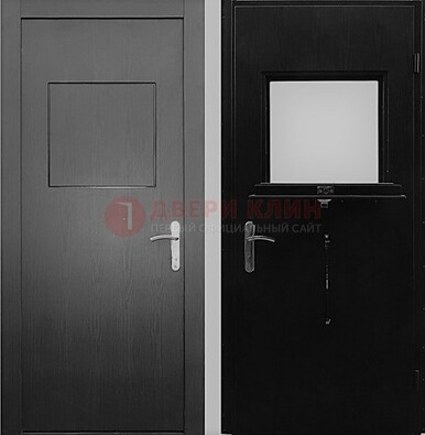 Черная стальная дверь в кассу ламинат внутри ДКС-3 в Королеве