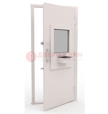 Белая металлическая дверь в кассу с нитроэмалью ДКС-4 в Рузе