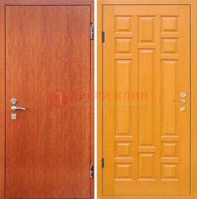 Оранжевая входная дверь с ламинатом МДФ внутри ДЛ-21 в Королеве