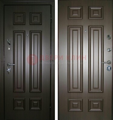 Темная металлическая дверь с МДФ ДМ-136 в квартиру в Троицке
