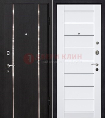 Черная входная дверь с МДФ и декоративными вставками ДМ-143 в Старой Купавне