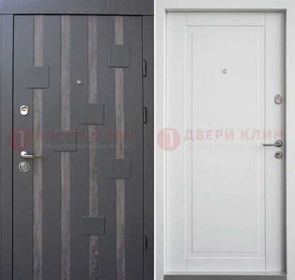 Темная металлическая дверь c белом МДФ внутри ДМ-231 в Королеве