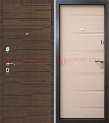 Коричневая  железная дверь c фрезерованной МДФ ДМ-248 в Королеве