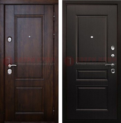 Классическая железная дверь с темными МДФ панелями ДМ-390 в Королеве