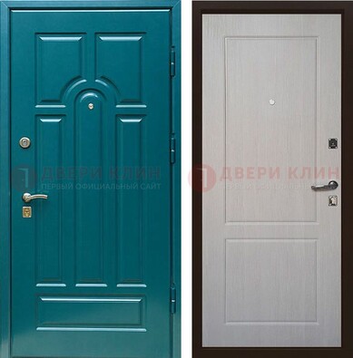 Синяя железная дверь с МДФ в квартиру ДМ-396 в Рязани