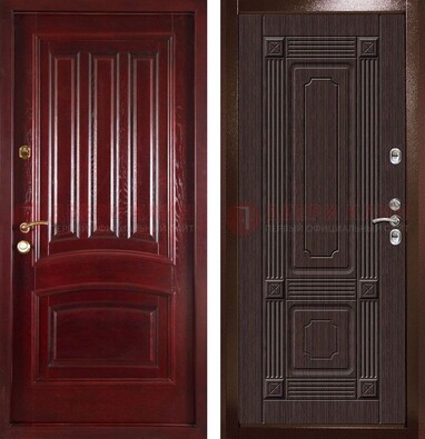Красная стальная дверь с филенчатой МДФ ДМ-398 в Королеве