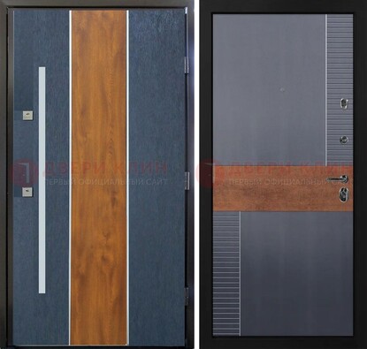 Темная металлическая дверь МДФ со вставками ДМ-411 в Королеве