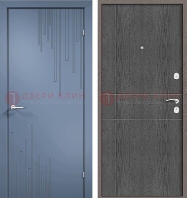 Синяя металлическая дверь МДФ в квартиру ДМ-434 в Королеве