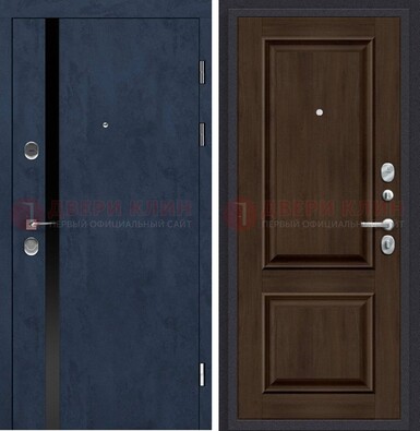 Синяя входная дверь МДФ с обеих сторон ДМ-473 в Королеве