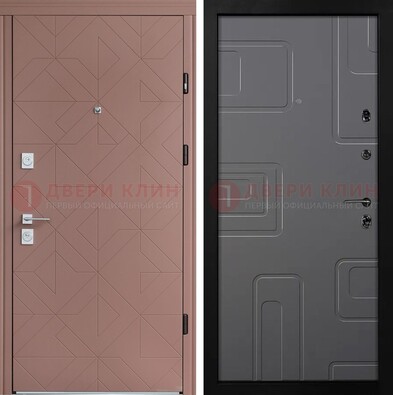 Красная стальная дверь в квартиру с МДФ хайтек ДМ-493 в Королеве