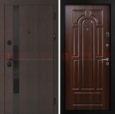 Темная входная дверь с МДФ панелями в квартиру ДМ-499 в Королеве