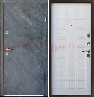 Железная дверь с МДФ серая и белая ДМ-505 в Королеве