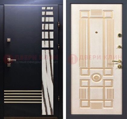Черная железная дверь с МДФ панелями ДМ-510 в Королеве