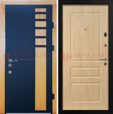 Двухцветная железная дверь с МДФ в квартиру ДМ-511 в Королеве