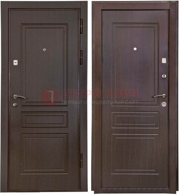 Антивандальная коричневая железная дверь с МДФ ДМ-61 в Королеве