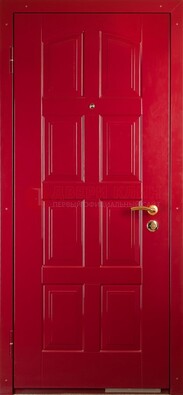 Красная стальная дверь с МДФ с рисунком ДМ-94 в квартиру в Королеве