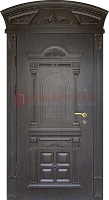 Темная уличная дверь с массивом дуба с узором ДМД-58 в Королеве