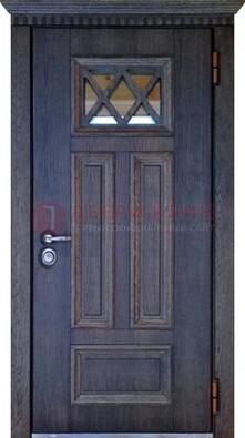 Железная дверь с массивом и стеклом с филенкой ДМД-70 в Королеве