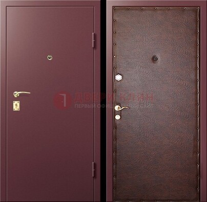 Бордовая железная дверь с нитроэмалью ДН-1 в Гатчине