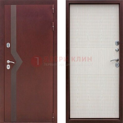 Бордовая металлическая дверь с порошковым напылением ДП-100 в Омске
