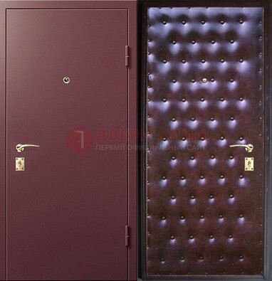 Бордовая железная дверь с порошковым напылением ДП-177 в Королеве