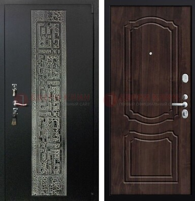 Темная входная дверь с порошковым покрытием и МДФ внутри ДП-224 в Королеве