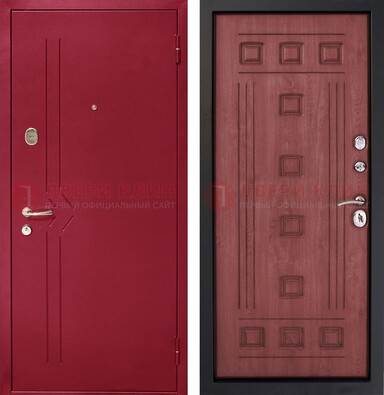 Красная железная дверь с порошковым напылением ДП-242 в Королеве