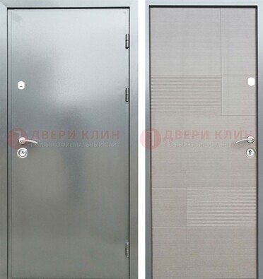 Металлическая серая дверь с порошковым покрытием и серым МДФ внутри ДП-250 в Петрозаводске