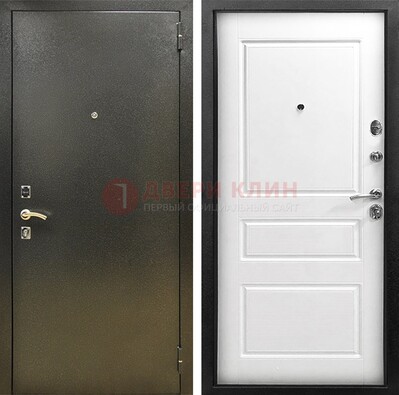 Входная дверь Темное серебро с порошковым напылением и белой МДФ ДП-272 в Королеве