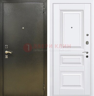 Железная темно-серая дверь с порошковым напылением и белой МДФ ДП-274 в Королеве