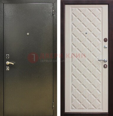 Темно-серая железная дверь с порошковым покрытием и филенчатой МДФ ДП-289 в Королеве