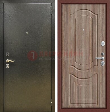 Темно-серая входная дверь с порошковым покрытием и коричневая МДФ ДП-290 в Королеве