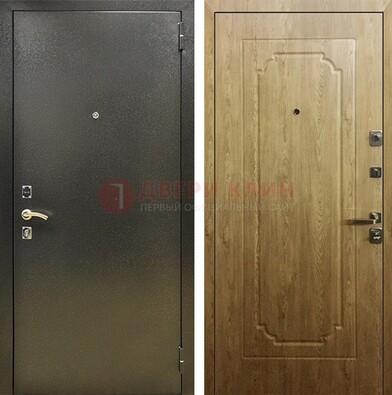 Темно-серая входная дверь с порошковым покрытием и МДФ Золотой дуб ДП-291 в Королеве