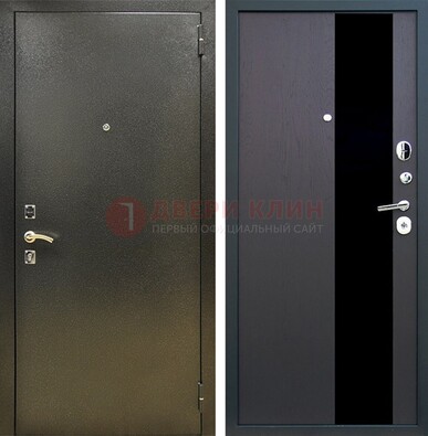 Входная темная дверь с порошковым покрытием и МДФ со стеклом ДП-294 в Королеве