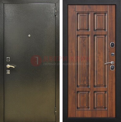 Металлическая входная темная дверь с порошковым напылением и МДФ ДП-299 в Королеве
