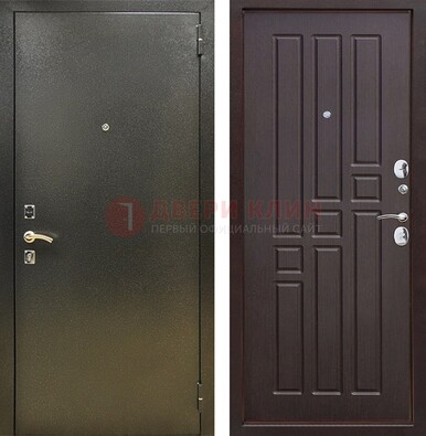 Входная темно-серая дверь с порошковым напылением и коричневой МДФ ДП-301 в Королеве