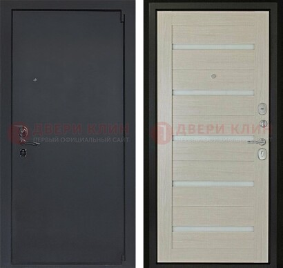 Черная стальная дверь с порошковым окрасом и стеклом ДП-309 в Ногинске