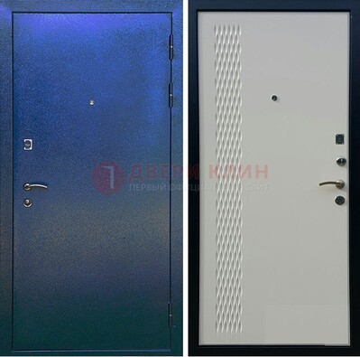 Синяя железная дверь с порошковым напылением ДП-49 в Королеве