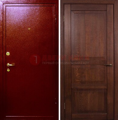 Красная железная дверь с порошковым окрасом ДП-58 в Королеве