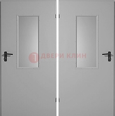 Белая металлическая противопожарная дверь с декоративной вставкой ДПП-7 в Гатчине
