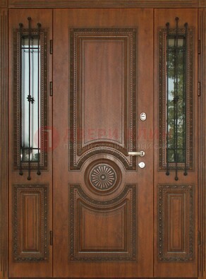 Парадная распашная стальная дверь Винорит со стеклом ДПР-106 в Королеве