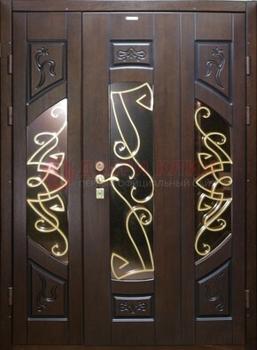 Парадная дверь со стеклом и ковкой ДПР-1 в каркасный дом в Королеве