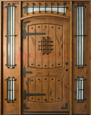 Парадная дверь с коваными элементами ДПР-68 в коттедж во Владимире