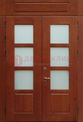 Металлическая парадная дверь со стеклом ДПР-69 для загородного дома в Королеве