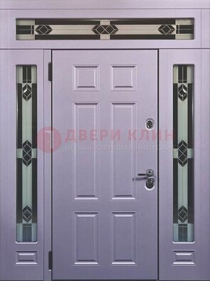 Филенчатая железная парадная дверь с фрамугами ДПР-82 в Смоленске